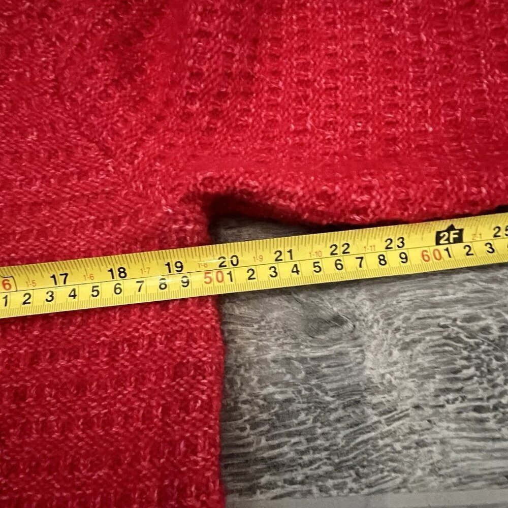 LOFT Women's Stitchy Sweater Jacket Size Large Cardigan Red Silver Knit - Picture 7 of 8